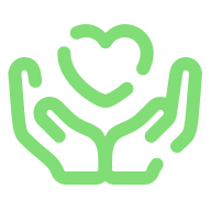 Icon of hands holding love heart