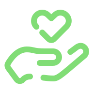 Icon of hand holding love heart