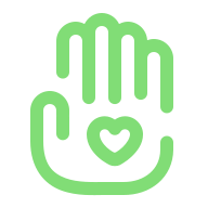 Icon of hand with love heart